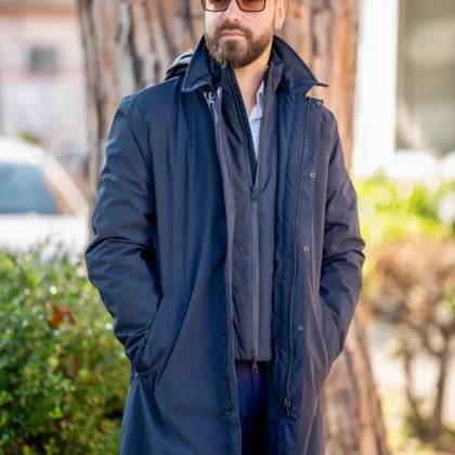 Giacca Impermeabile Uomo Blu Navy