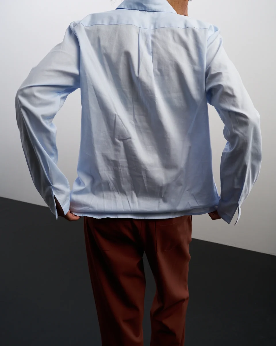 Blusa Zelda | Cotone Oxford Azzurro - immagine 5