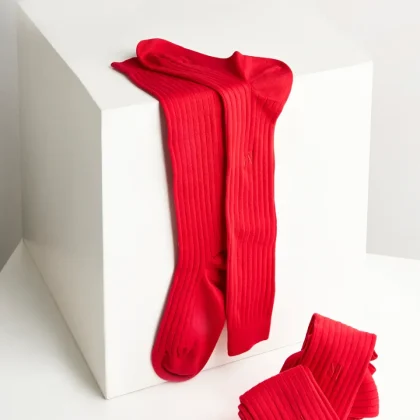 Calza Lunga | Cotone a Coste Rosso