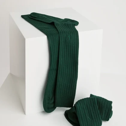 Calza Lunga | Cotone a Coste Verde Bottiglia