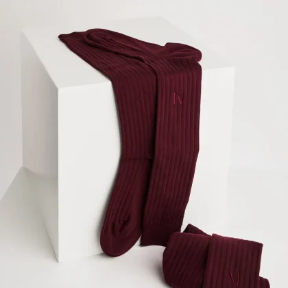 Calza Lunga | Cotone a Coste Bordeaux