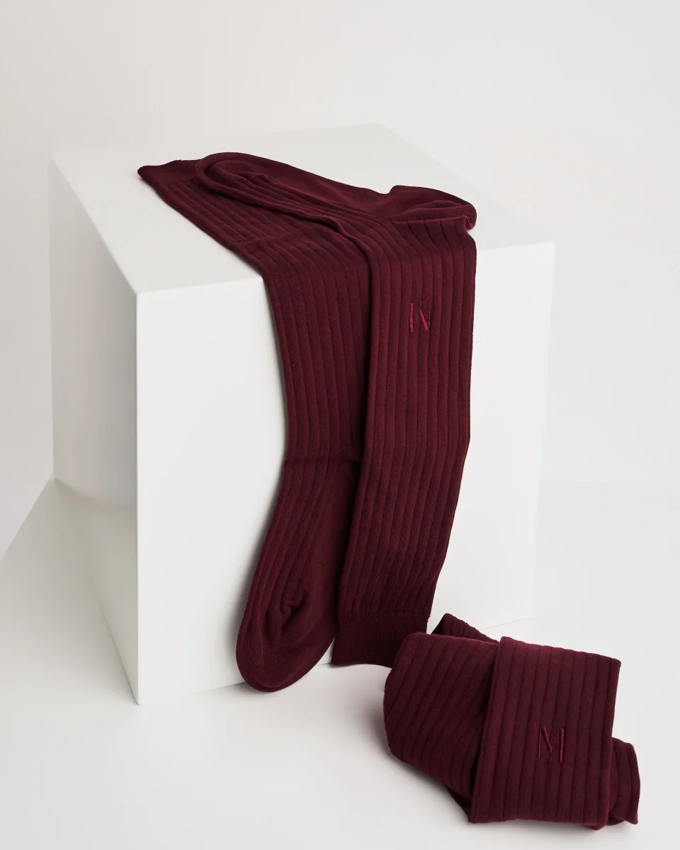 Calza Lunga | Cotone a Coste Bordeaux - immagine 2