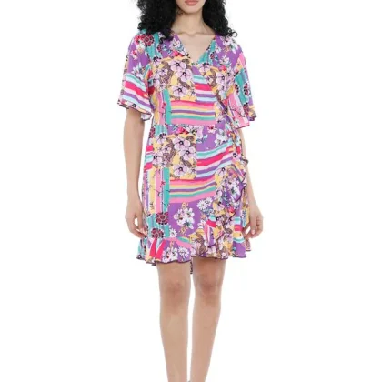 S22D72 - Vestito corto Wrap Peony Baba Design