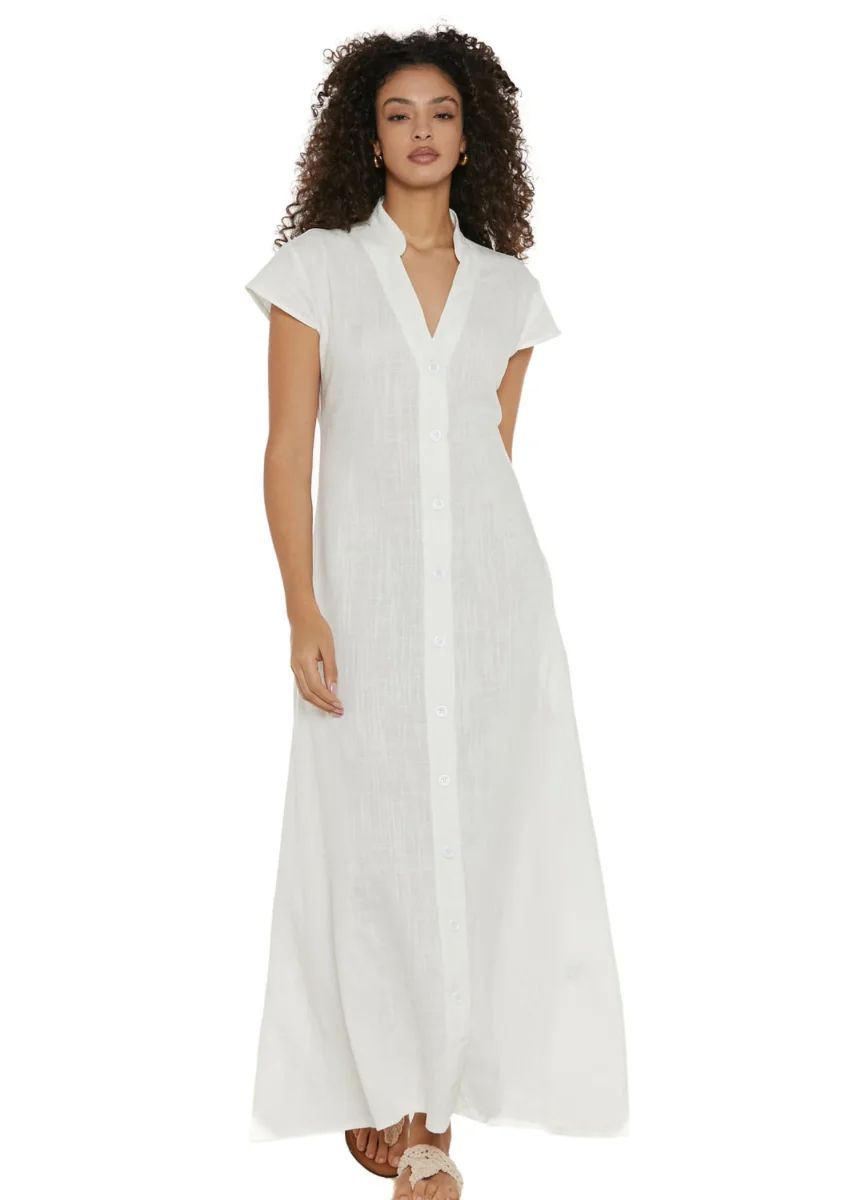 S25D106 - Vestito lungo Linen Lux di Baba Design - immagine 2