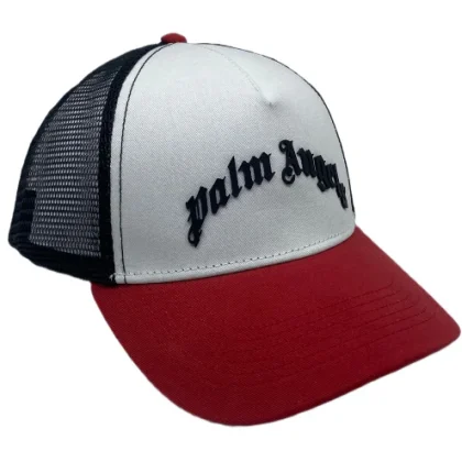 Cappello Palm Angels  unisex in cotone nero e rosso con logo iconico