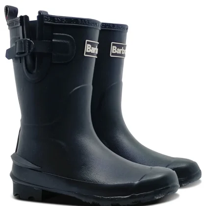 Barbour kid's stivale bambina nero con logo