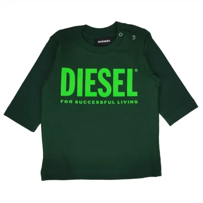 Diesel Kid t-shirt baby boy verde in jersey di cotone
