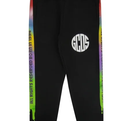 GCDS pantalone sportivo bambino nero in felpa di cotone