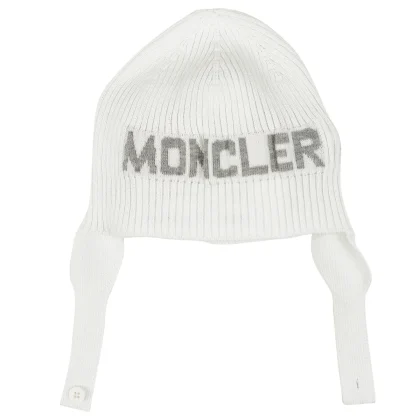 Moncler Enfant cappello baby boy bianco in cotone
