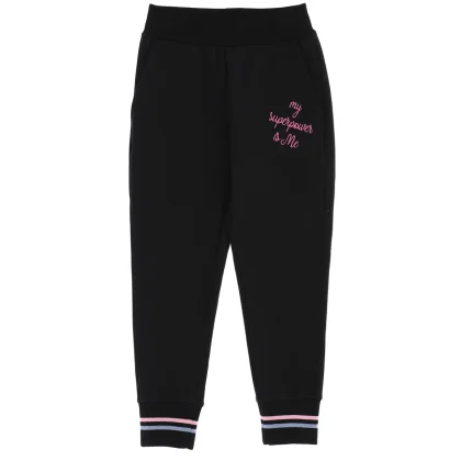 Monnalisa bambina pantalone nero in felpa di cotone