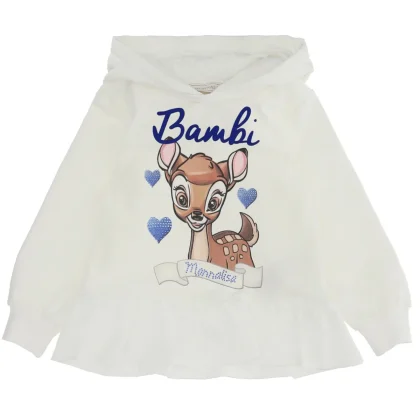 Monnalisa bambina felpa panna in cotone con cappuccio
