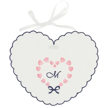 Monnalisa bavaglino baby girl panna a forma di cuore con ricamo