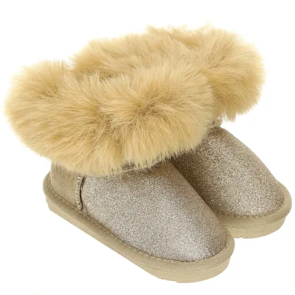 Monnalisa bambina stivali glitter platino in pelle