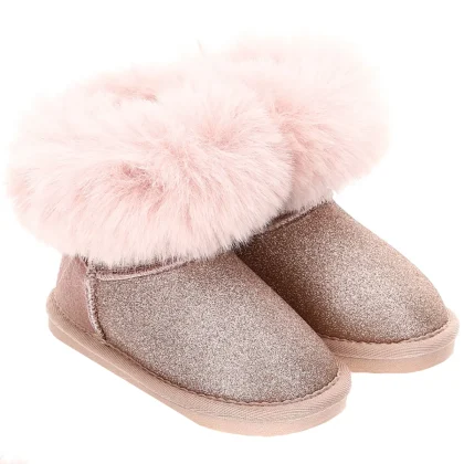 Monnalisa bambina stivali glitter rosa in pelle