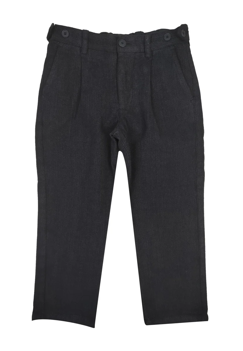 Aspesi pantalone blu notte bambino in cotone a spina di pesce - immagine 2