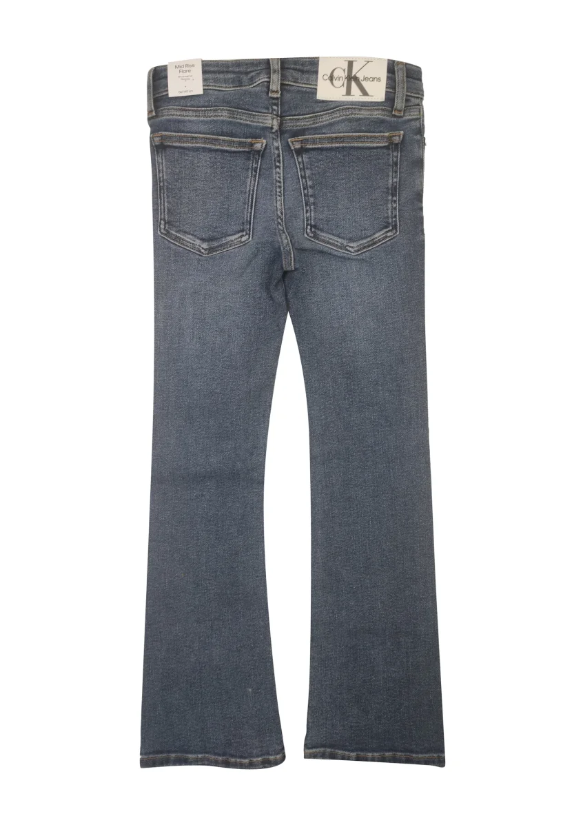 Calvin Klein Jeans pantalone blu a zampa bambina in denim di cotone - immagine 3