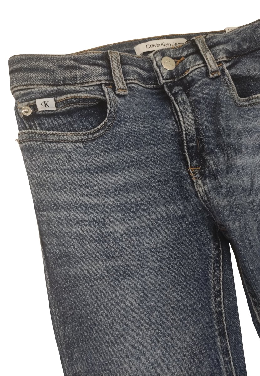 Calvin Klein Jeans pantalone blu a zampa bambina in denim di cotone - immagine 4