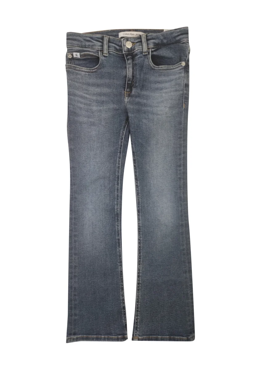 Calvin Klein Jeans pantalone blu a zampa bambina in denim di cotone