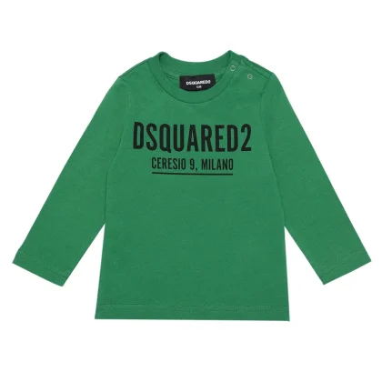 T-shirt neonato Dsquared2 verde in jersey di cotone