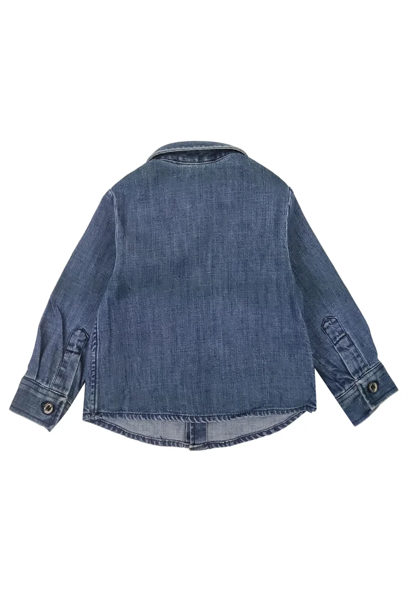 Emporio Armani camicia blu neonato in denim di cotone - immagine 3