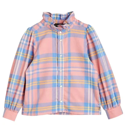 Mini Rodini camicia check rosa bambina in flanella