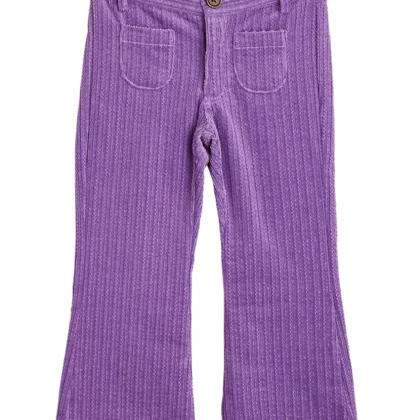 Mini Rodini pantalone viola a zampa bambina in velluto a coste