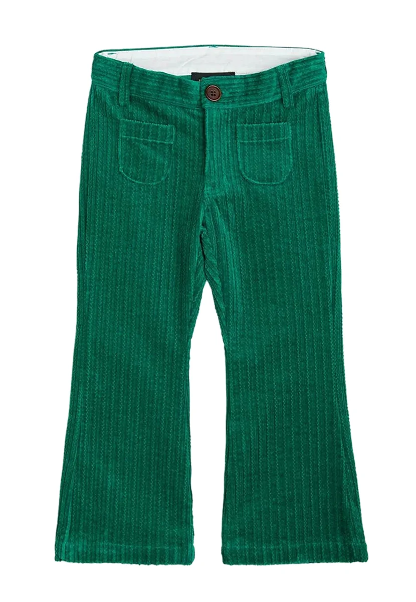 Mini Rodini pantalone verde svasato bambino in velluto a coste
