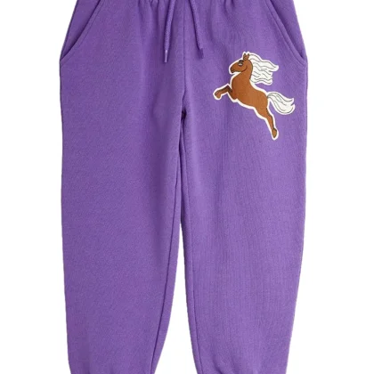 Mini Rodini pantalone viola bambina in felpa di cotone organico