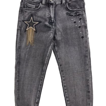 Monnalisa jeans nero bambina in cotone stretch