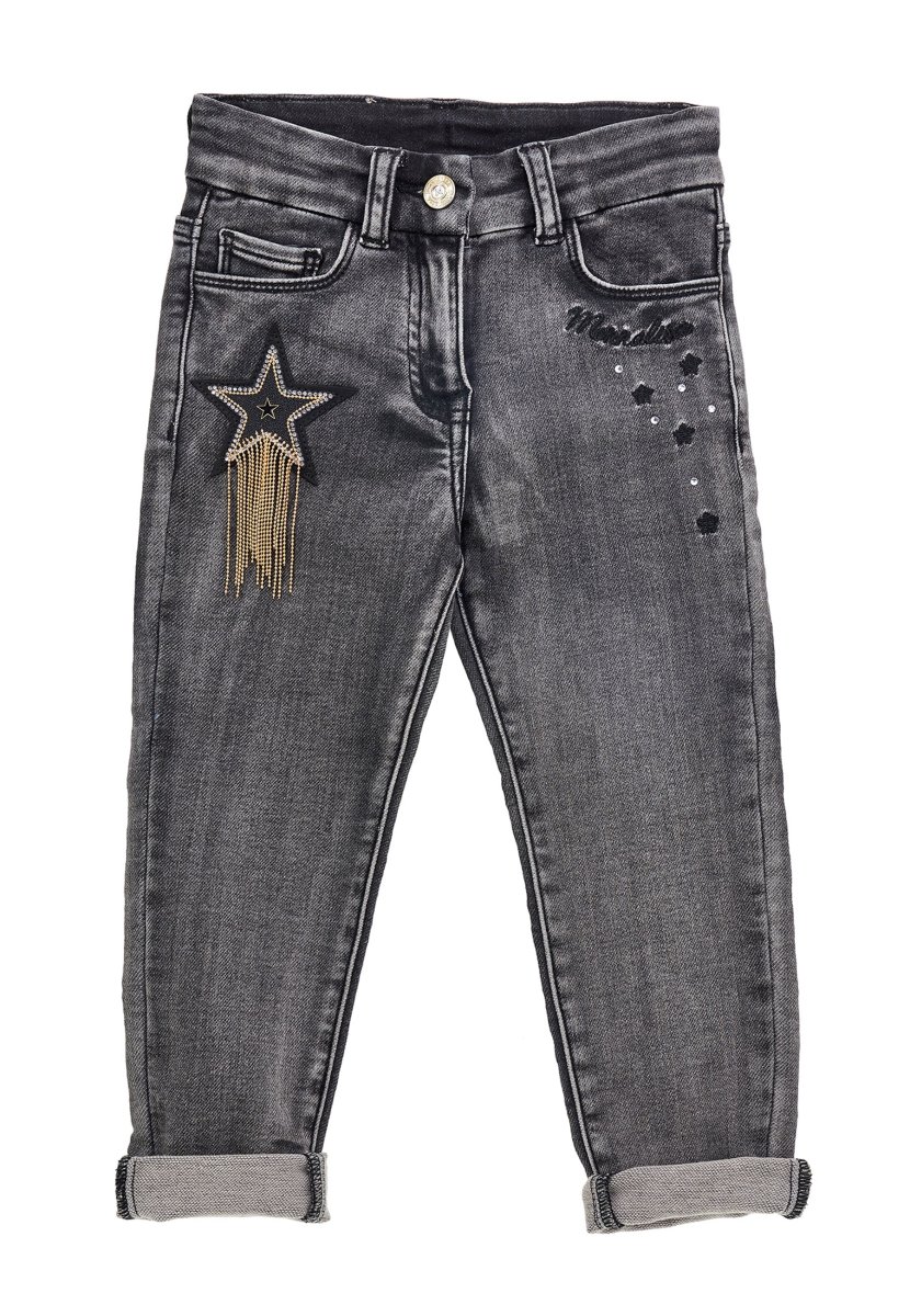 Monnalisa jeans nero bambina in cotone stretch