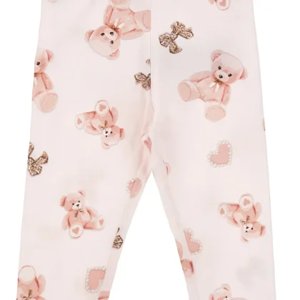 Monnalisa leggings rosa chiaro neonata in jersey di cotone