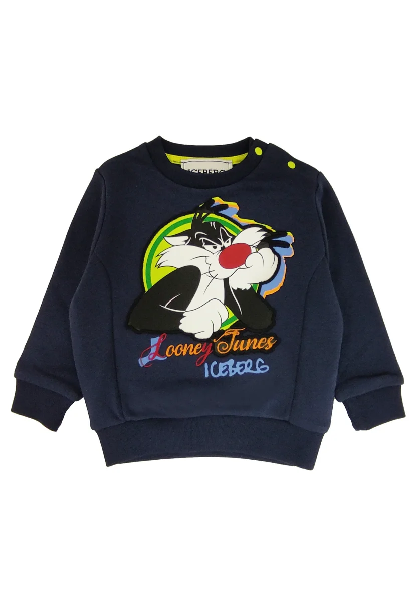 Iceberg felpa blu neonato in cotone