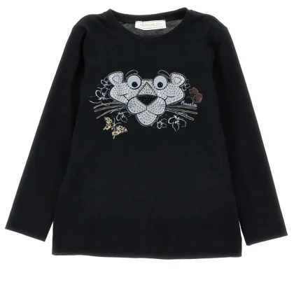 Monnalisa t-shirt nera bambina in jersey di cotone