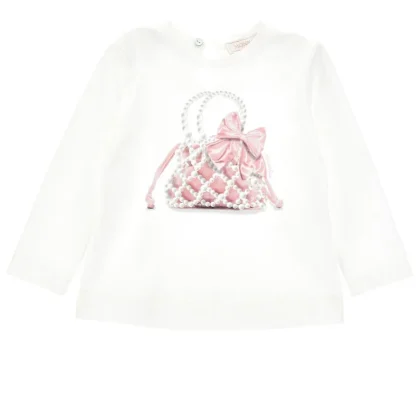 Monnalisa t-shirt panna neonata in jersey di cotone