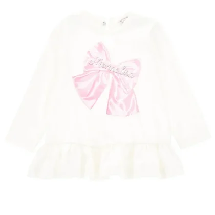 Monnalisa t-shirt panna neonata in jersey di cotone