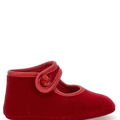 Monnalisa scarpa rossa rubino neonata in velluto