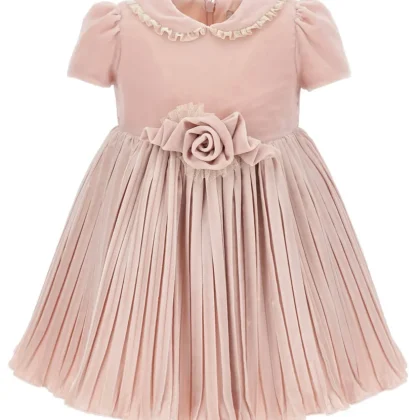 Monnalisa vestito rosa neonata in velluto