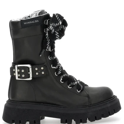 Monnalisa stivale nero bambina in pelle