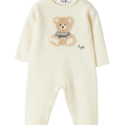 Il Gufo tutina panna neonato in lana