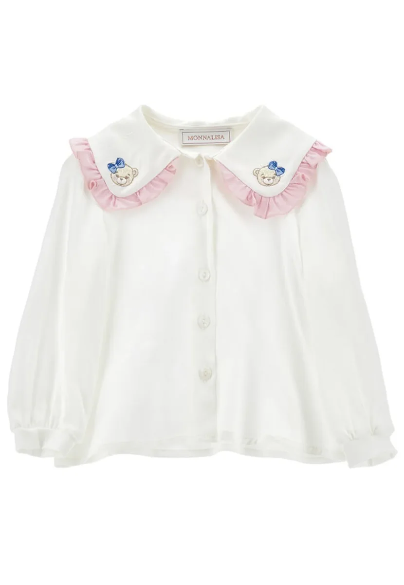 Monnalisa camicia bianca neonata in viscosa - immagine 2
