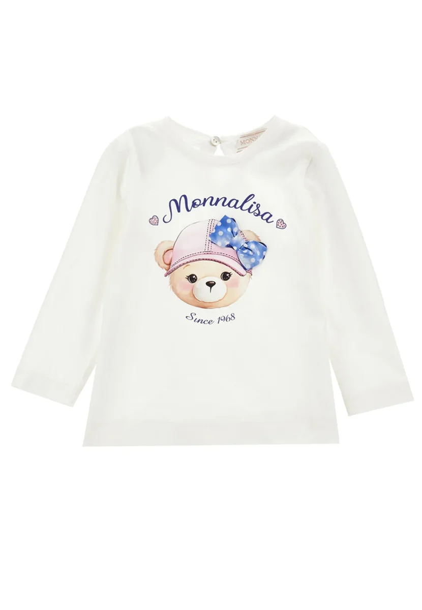 Monnalisa t-shirt bianca neonata in cotone