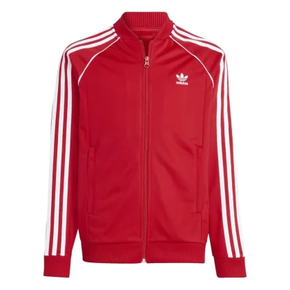 Felpa aperta bambino Adidas rossa in acetato