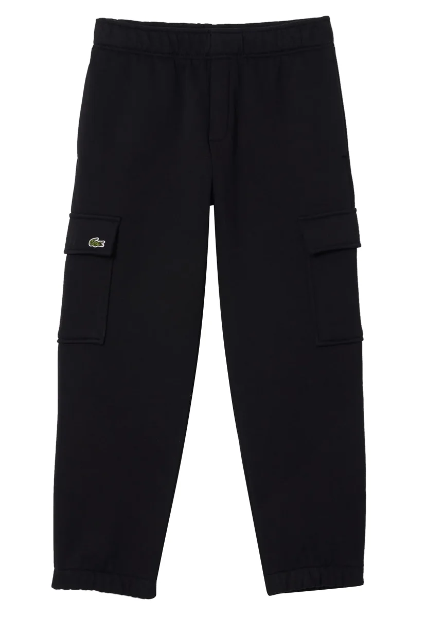 Pantalone sportivo bambino Lacoste nero in felpa di cotone - immagine 2