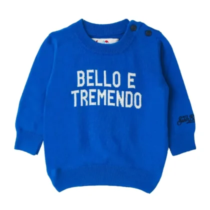 Maglia Douglas bambino MC2 Saint Barth kids bluette in misto cashmere