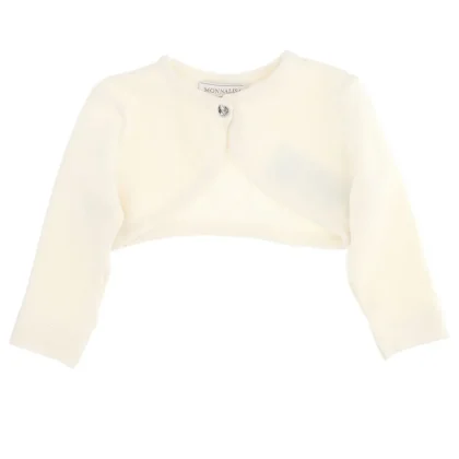 Maglia cardigan neonata Monnalisa panna in misto lana
