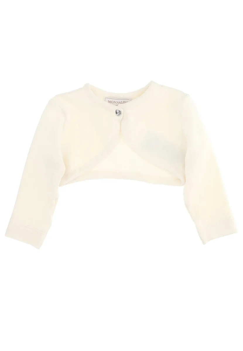 Maglia cardigan neonata Monnalisa panna in misto lana
