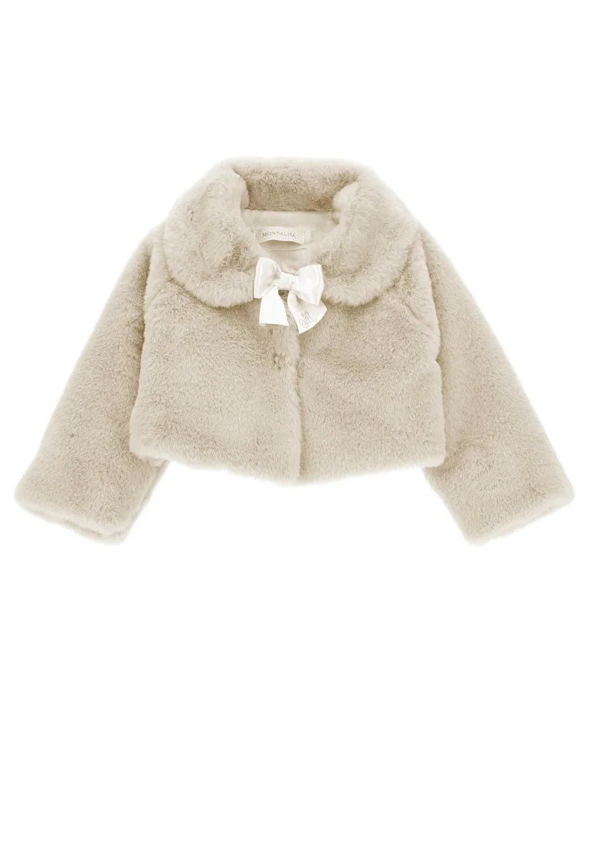 Giacca peluche neonata Monnalisa panna - immagine 2