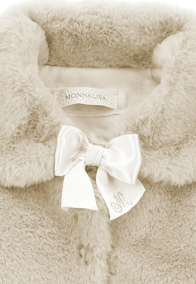 Giacca peluche neonata Monnalisa panna - immagine 4