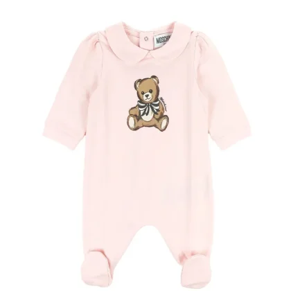 Tutina neonata Moschino Kids rosa in cotone
