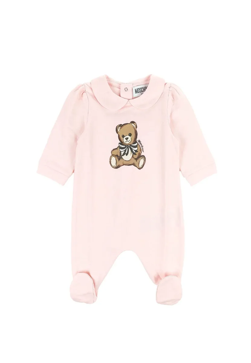 Tutina neonata Moschino Kids rosa in cotone